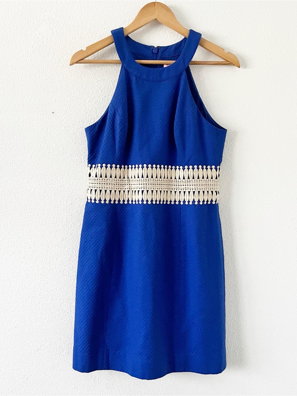 Lilly Pulitzer Ashlyn Bomber Blue Lace Trim Sleeveless Cocktail Mini Dress - Picture 2 of 10